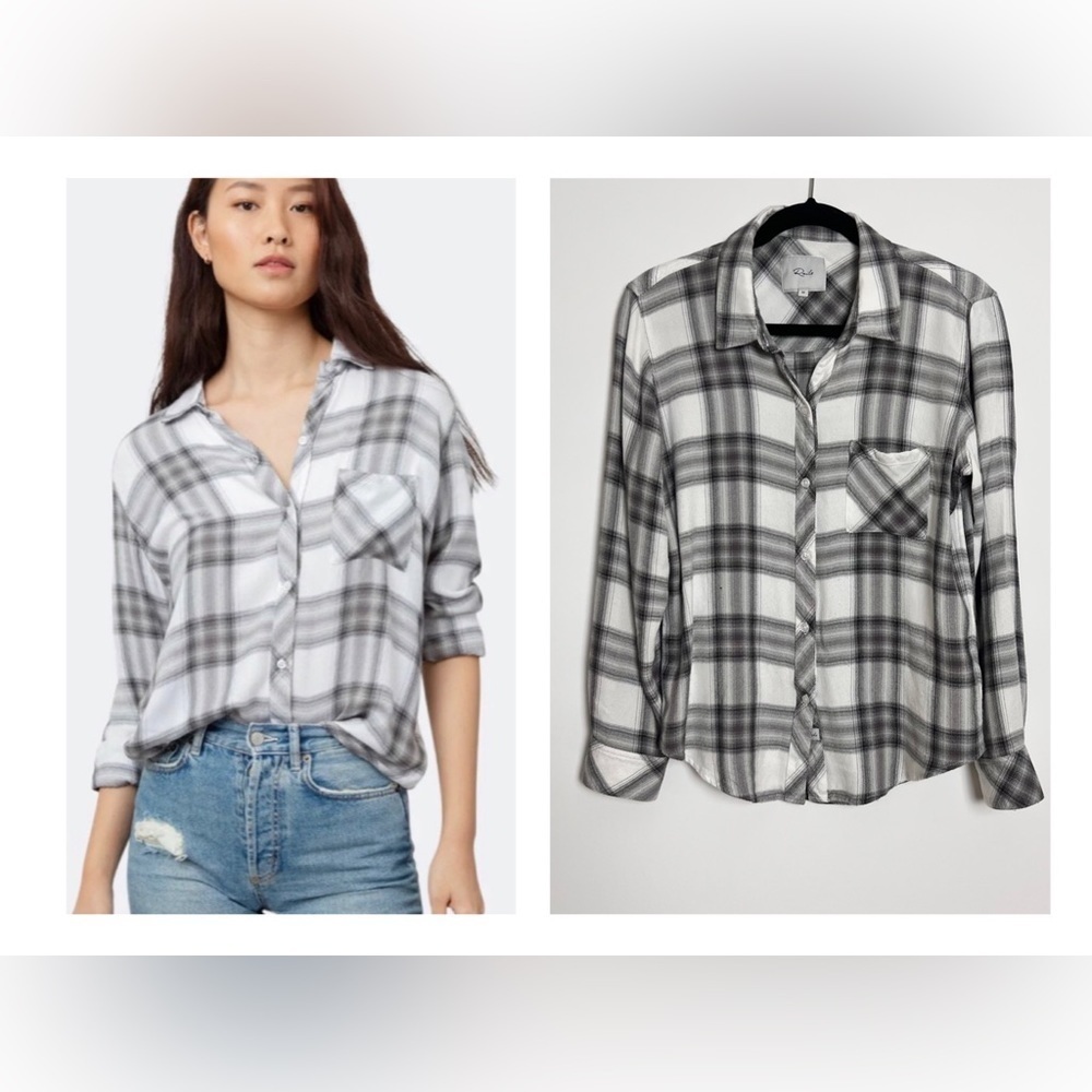 Rails Hunter Shirt in White Ash Mint Western Coastal Cowgirl Size Medium